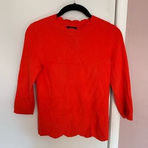Halogen red-orange sweater detailed neckline